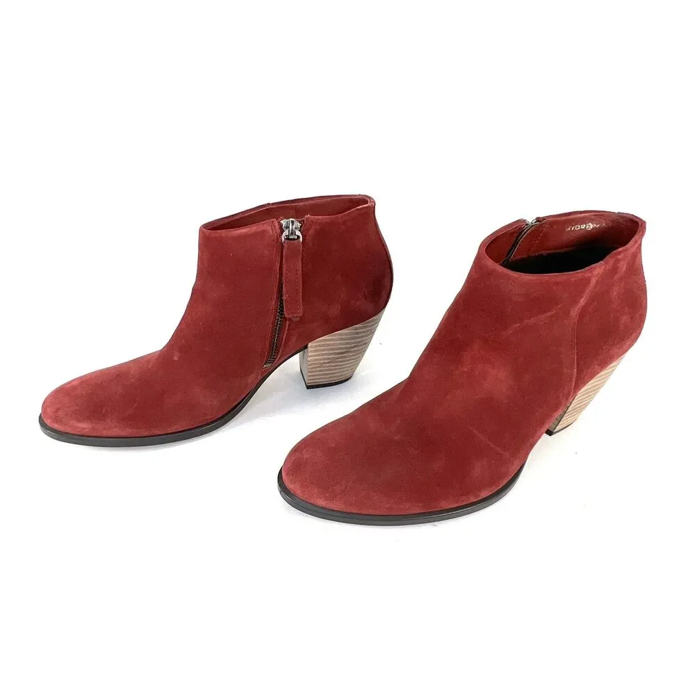 ECCO Women's Shape Western Ankle Boot Hydromax Fashion Syrah Suede EU40 US9-9.5